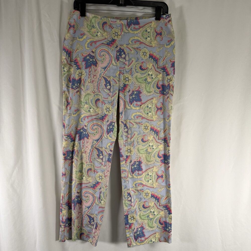 Lauren Ralph Lauren Pants Women's 8 Blue Pink Paisley Print Mid Rise 27" Inseam